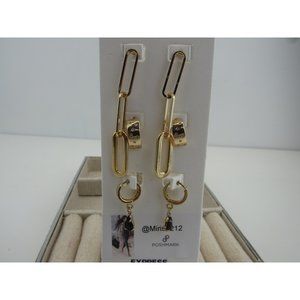 NEW WITH TAGS EXPRESS SET OF 3 SHINY GOLD EARRING SET
